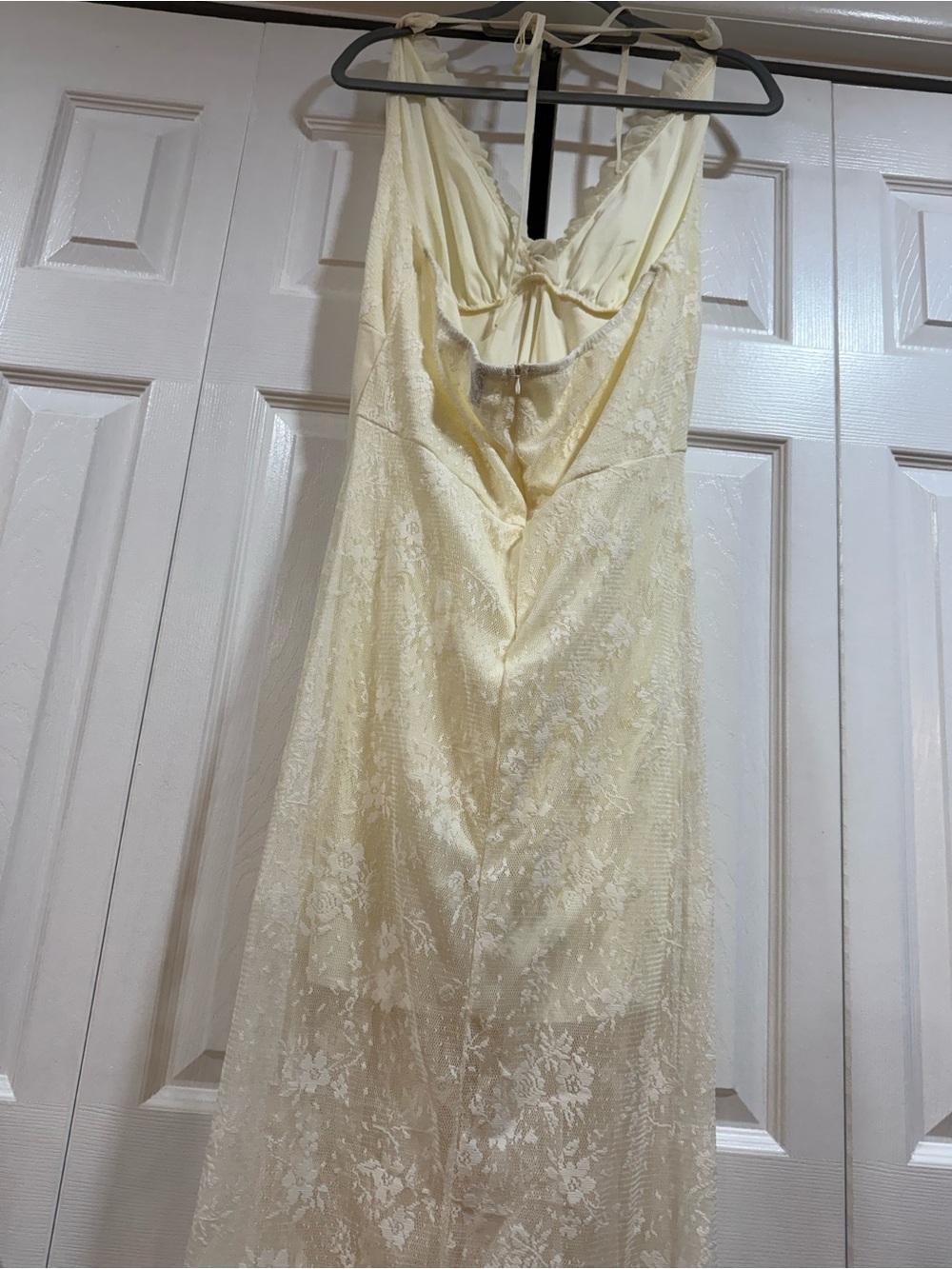SHEIN Cream Lace Ruffle V-Neck Maxi Dress - Picture 5 of 6